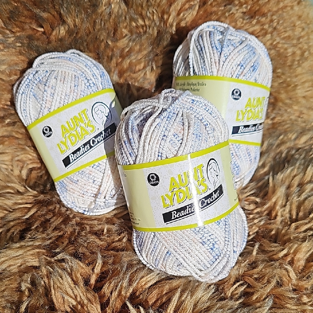 Aunt Lydia's Beadles Crochet Yarn - Blue and White